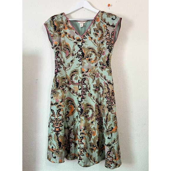 Sundance Womens 100% Silk Floral A-Line Dress Size 6 Multicolor Cap Sleeve Lined - Picture 1 of 14